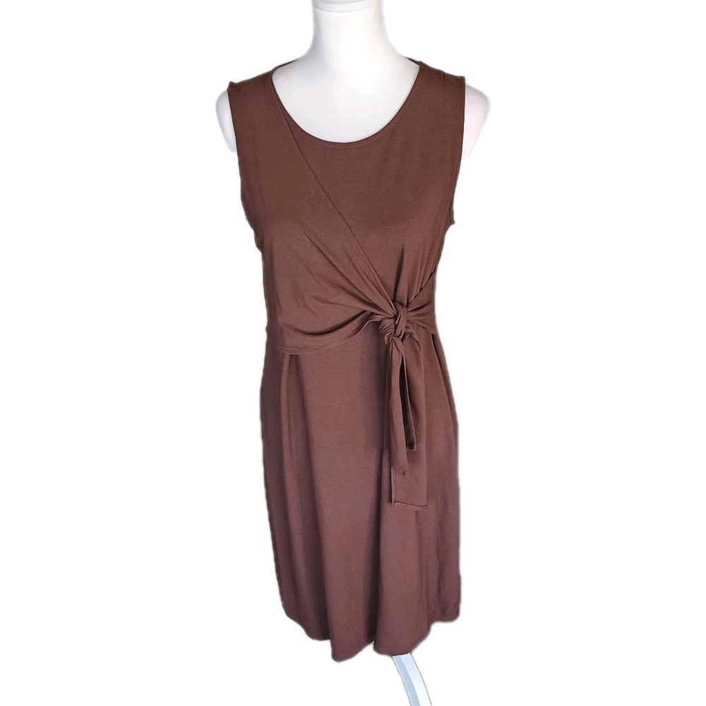 J.Jill Wearever Dress Womens Small Brown Tie-Waist A Line Sleeveless Knee Length